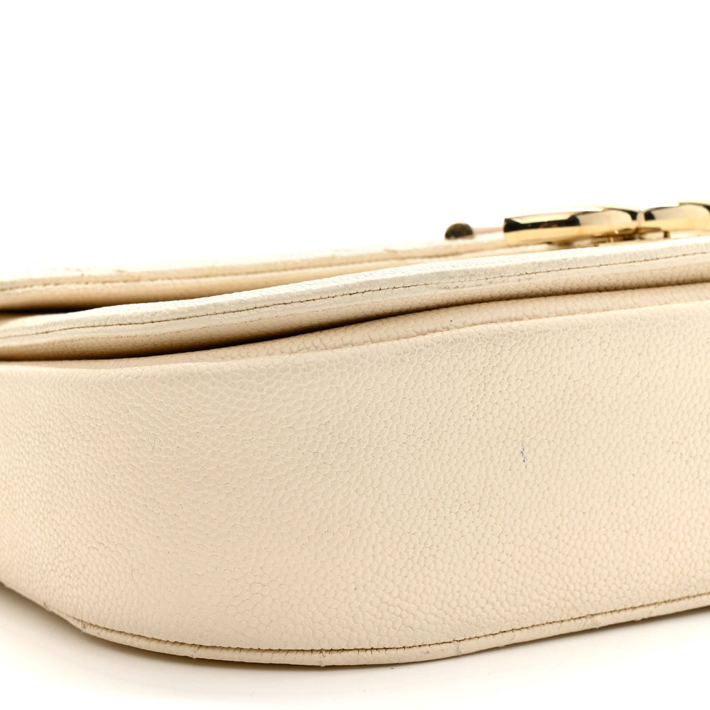 Chanel Grained Calfskin Quilted Small Cuba Top Handle Flap White