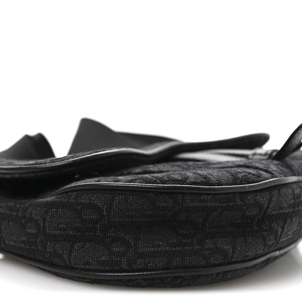 Christian Dior Oblique Mens Saddle Bag Black Blue