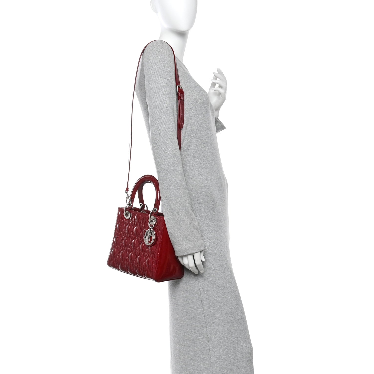 Christian Dior Patent Cannage Medium Lady Dior Red
