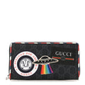 Gucci GG Supreme Monogram Night Courrier Embroidered Zip Around Wallet