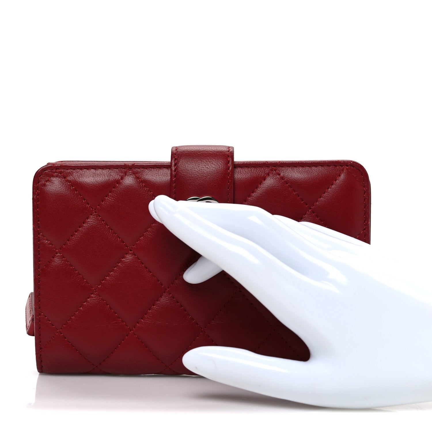 Lambskin Quilted CC French Wallet Red