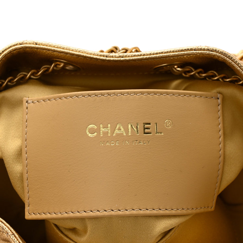 Chanel Metallic Caviar Quilted Mini Chanel 25 Handbag Gold