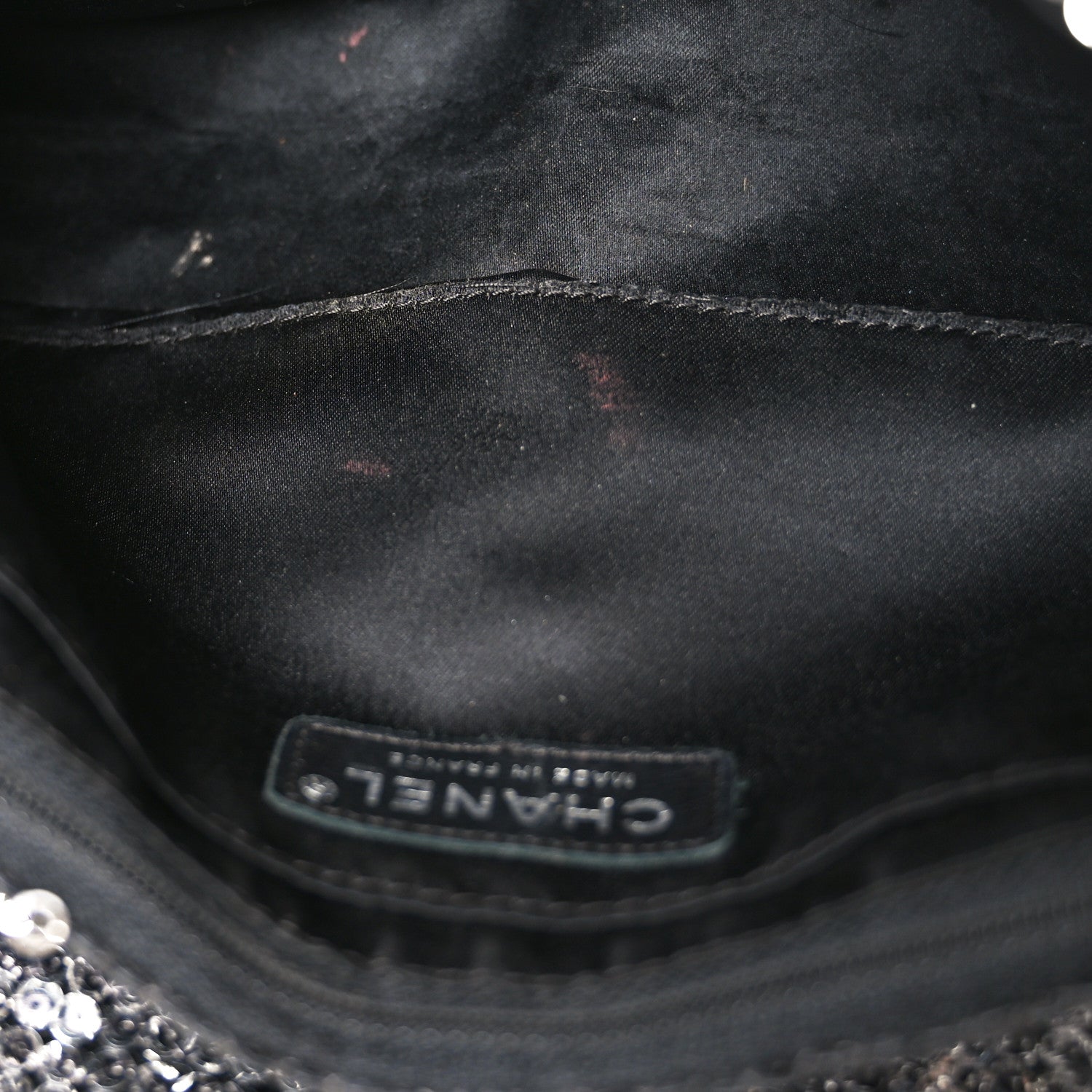 Chanel Sequin Medium Single Flap Dark Silver