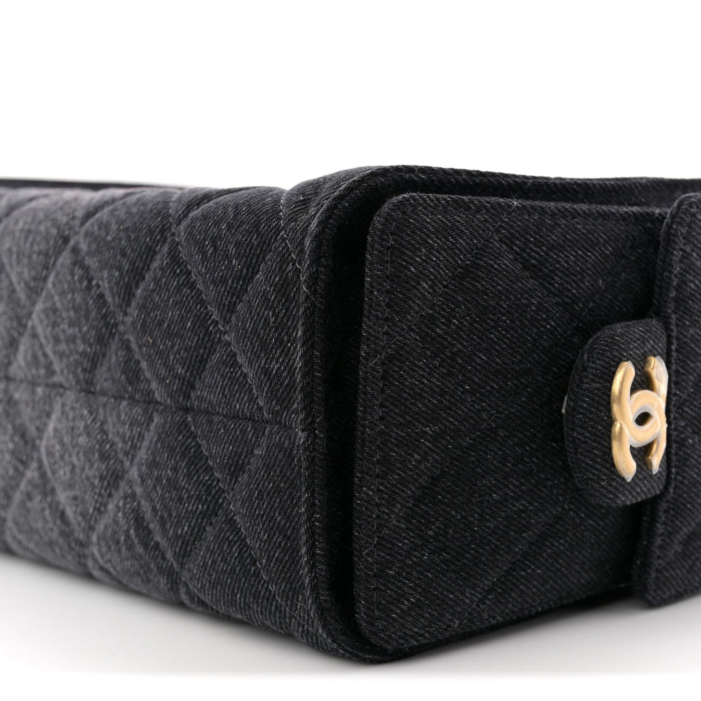 Chanel Washed Denim Quilted Mini Chanel 25 Handbag Black