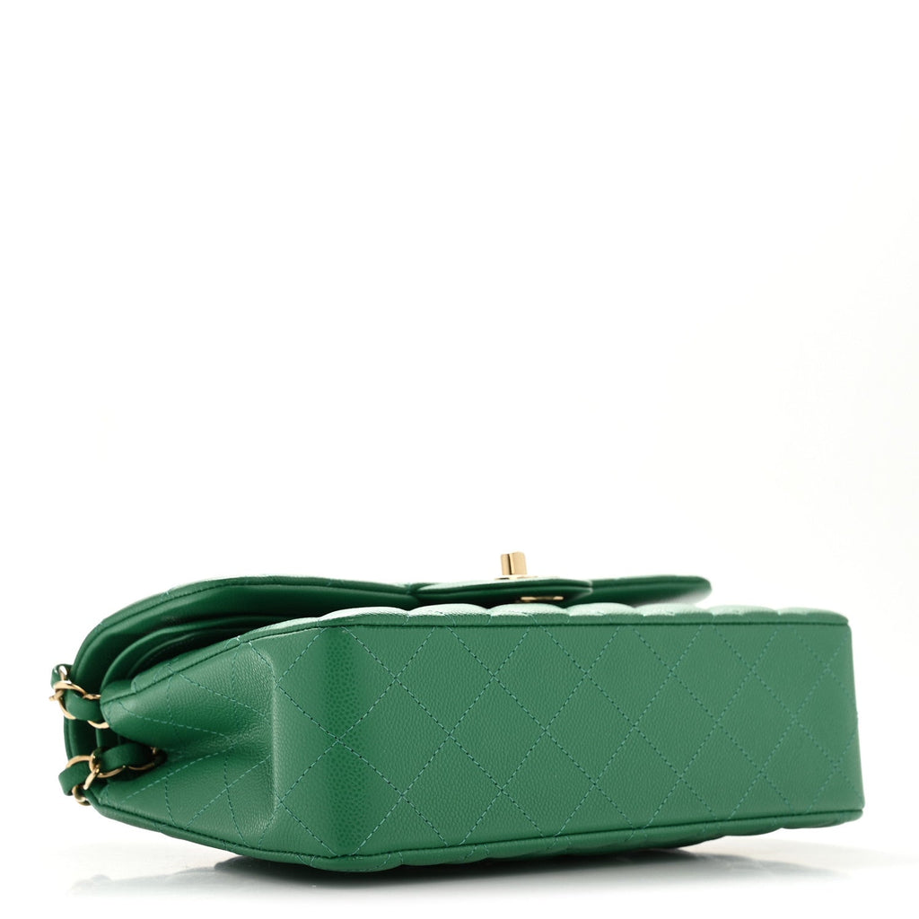 Chanel Caviar Quilted Small Double Flap Green