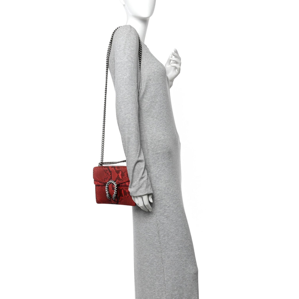 Gucci Snakeskin Mini Dionysus Shoulder Bag Red