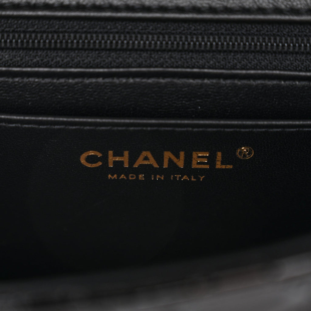 Chanel Patent Quilted Mini Top Handle Rectangular Flap Black