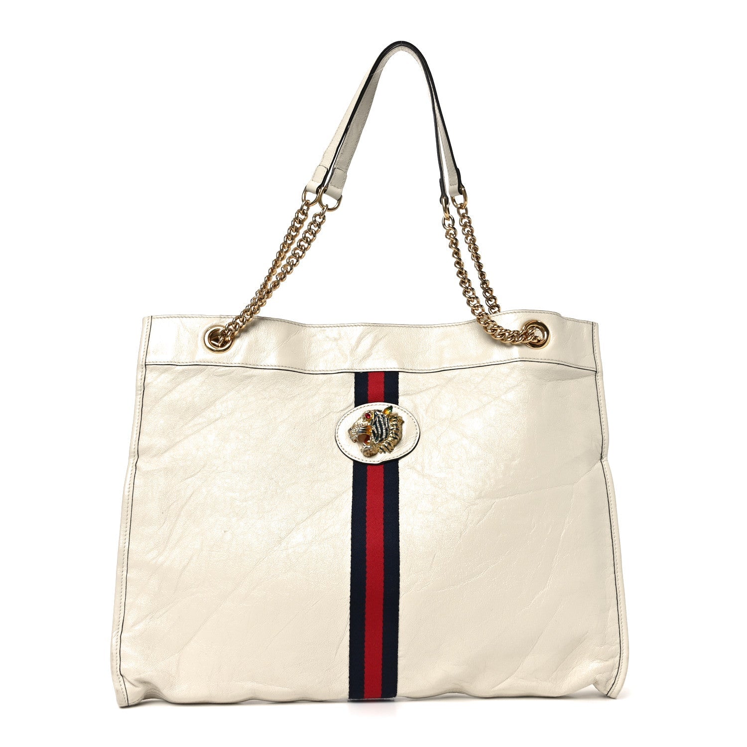 Gucci Calfskin Large Rajah Chain Tote White