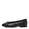 Aged Calfskin Quilted CC Cap Toe Ballerina Flats 35 Black