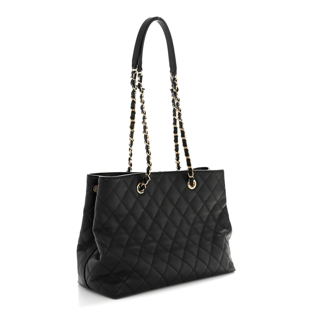 Chanel Caviar Quilted Small Shopping Tote  Black