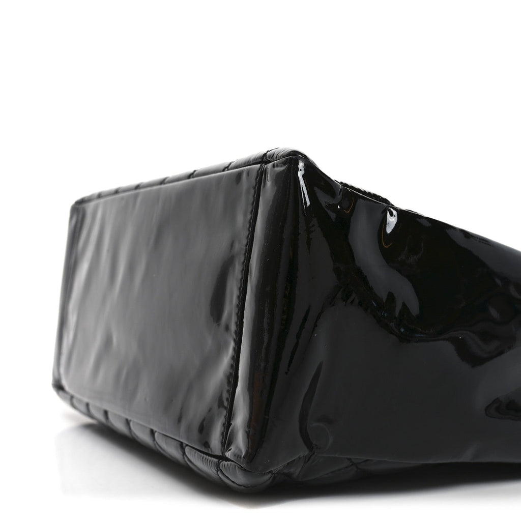 Chanel Patent Quilted Grand Shopping Tote GST Black