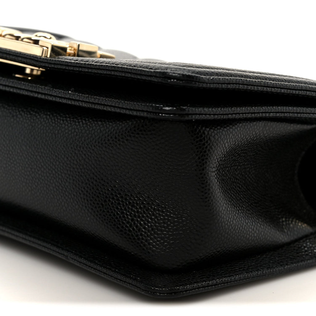 Chanel Caviar Chevron Quilted Small Boy Flap Black