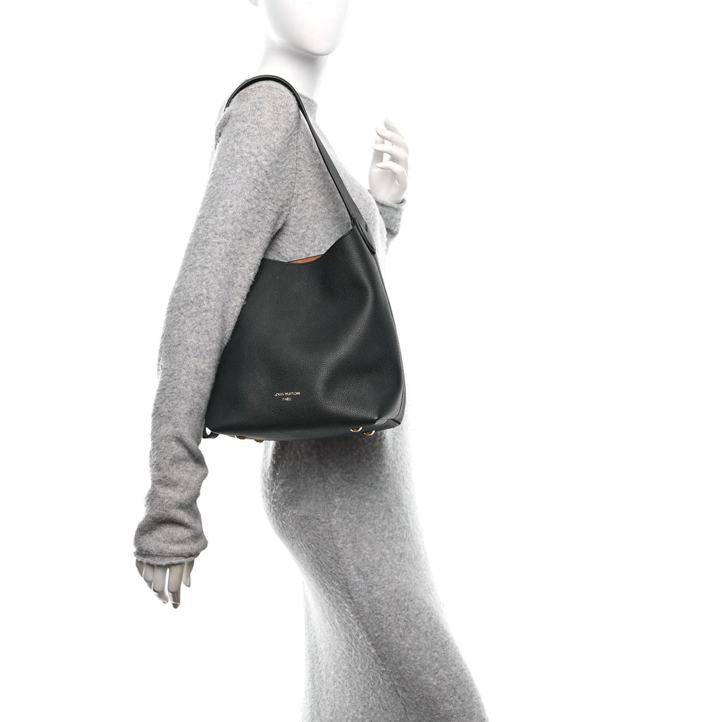 Louis Vuitton Grained Calfskin Low Key Hobo PM Black