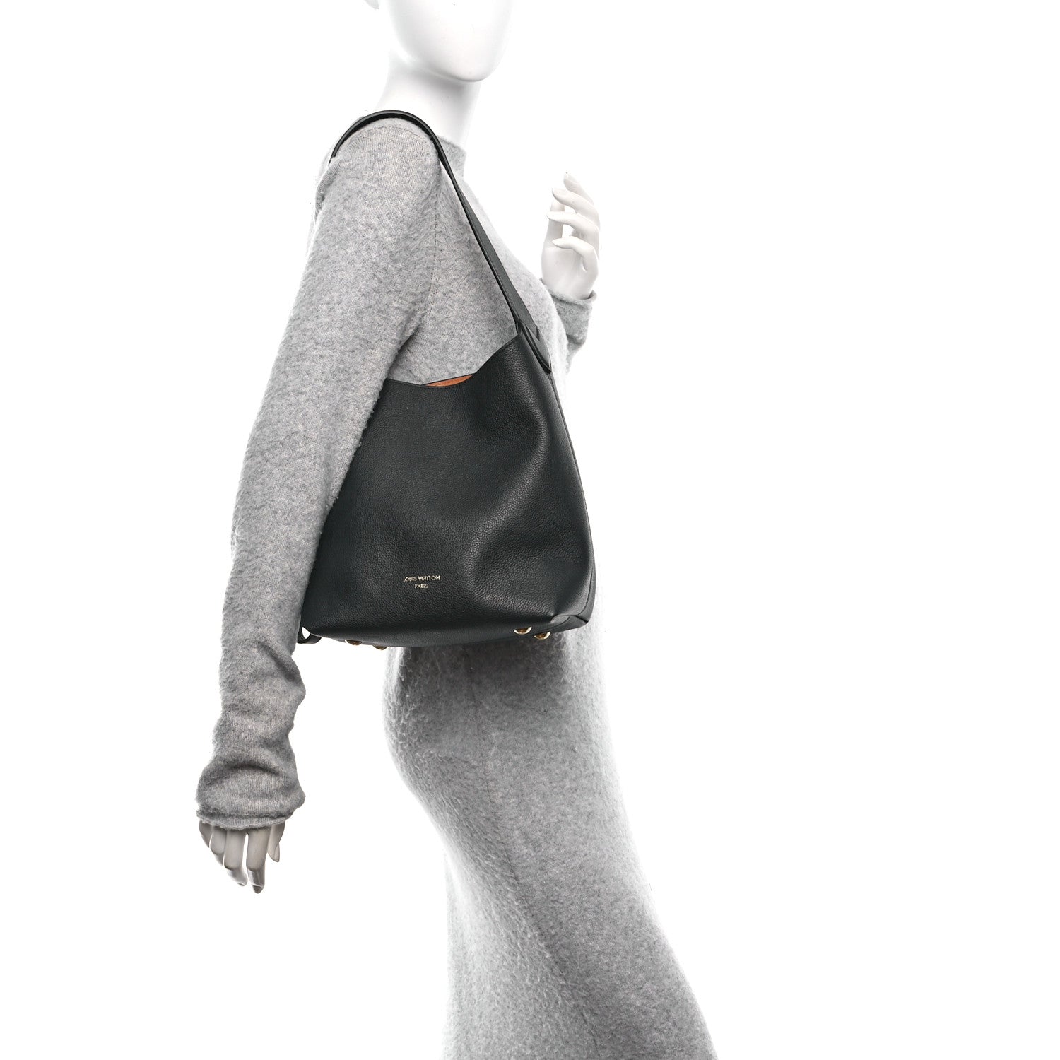 Louis Vuitton Grained Calfskin Low Key Hobo PM Black