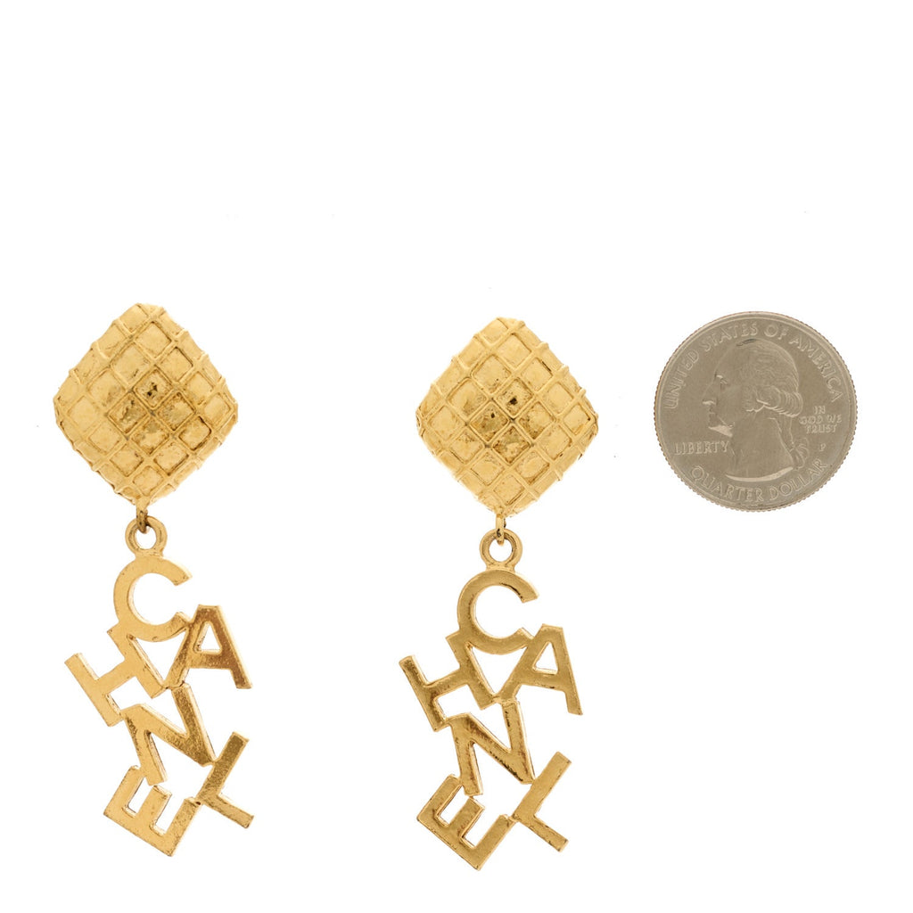 CC Logo Drop Earrings Gold