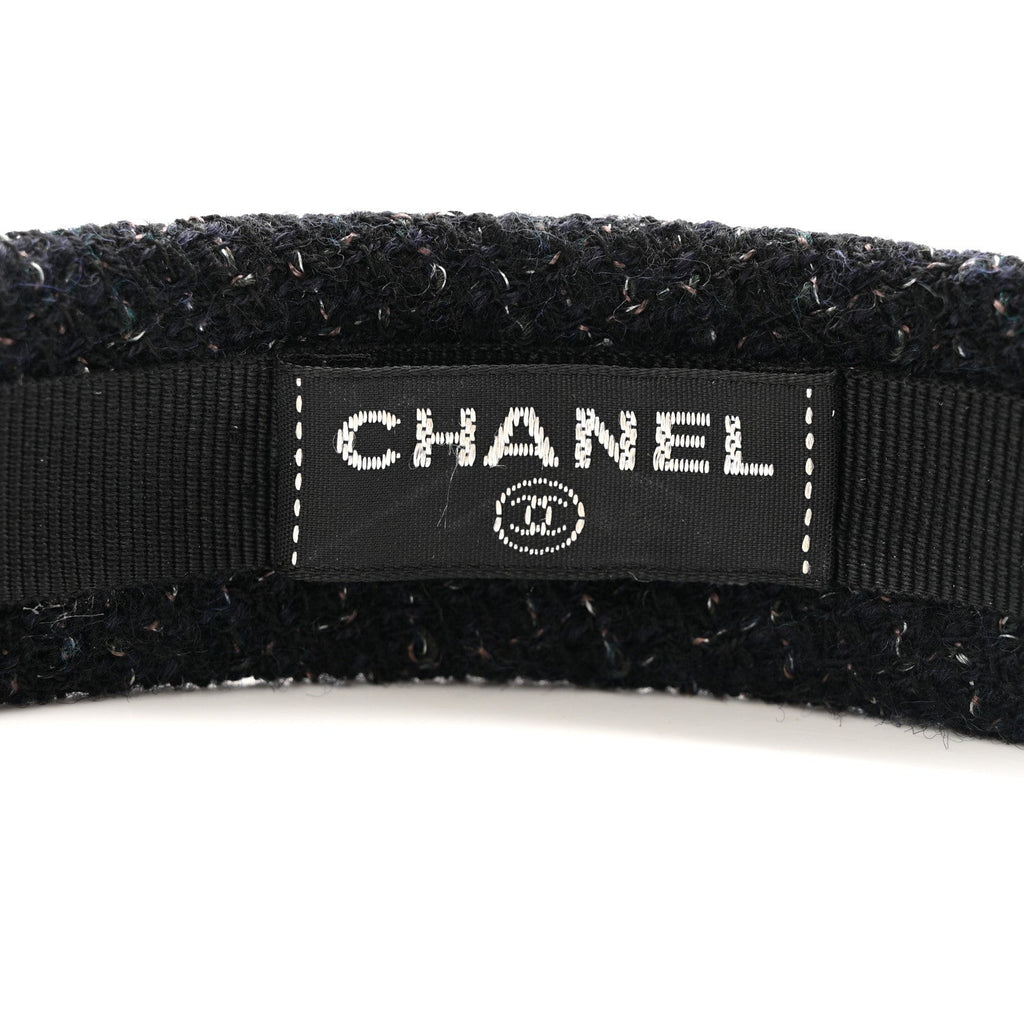 Chanel Tweed Chain Headband Black
