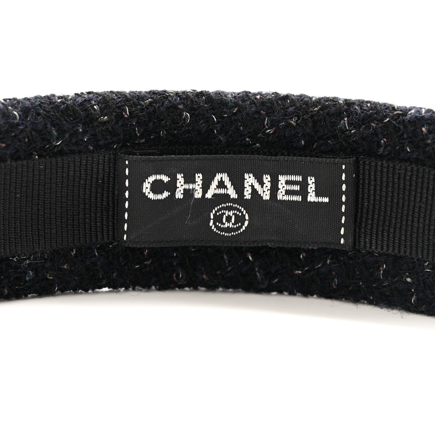 Chanel Tweed Chain Headband Black