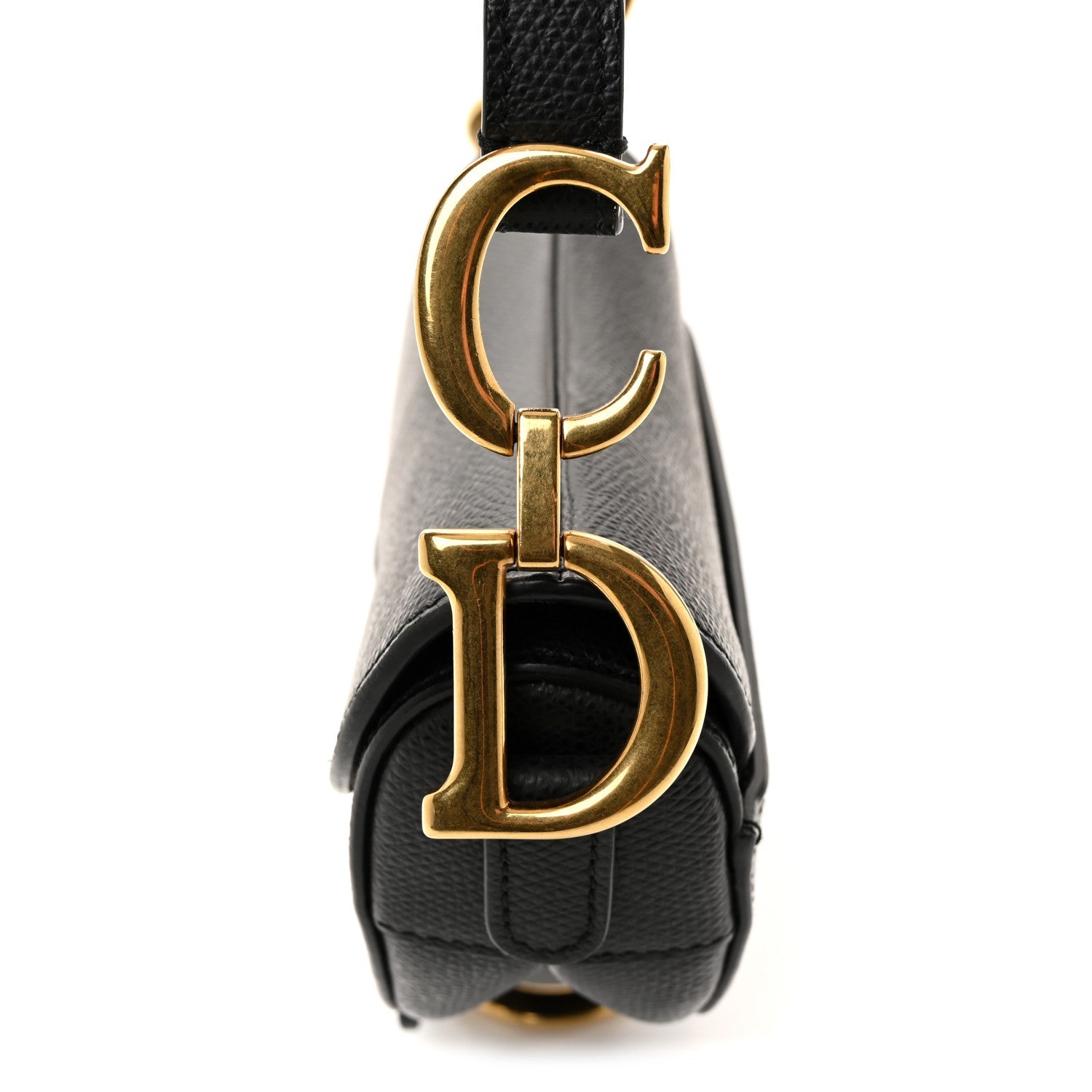 Christian Dior Grained Calfskin Mini Saddle Bag Black