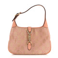 Gucci Metallic Monogram Lizard Jackie O Hobo Pink