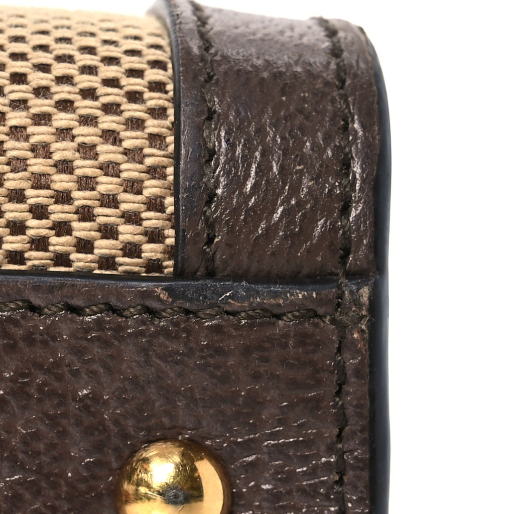 Gucci Monogram Jumbo GG Textured Dollar Calfskin Small Diana Tote Bag Camel Ebony New Acero