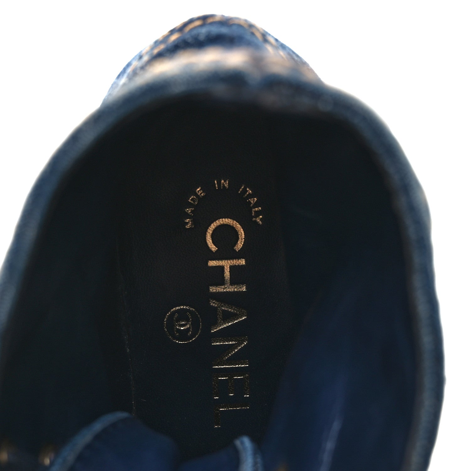 Denim Lace Up Boots 36.5 Navy Blue