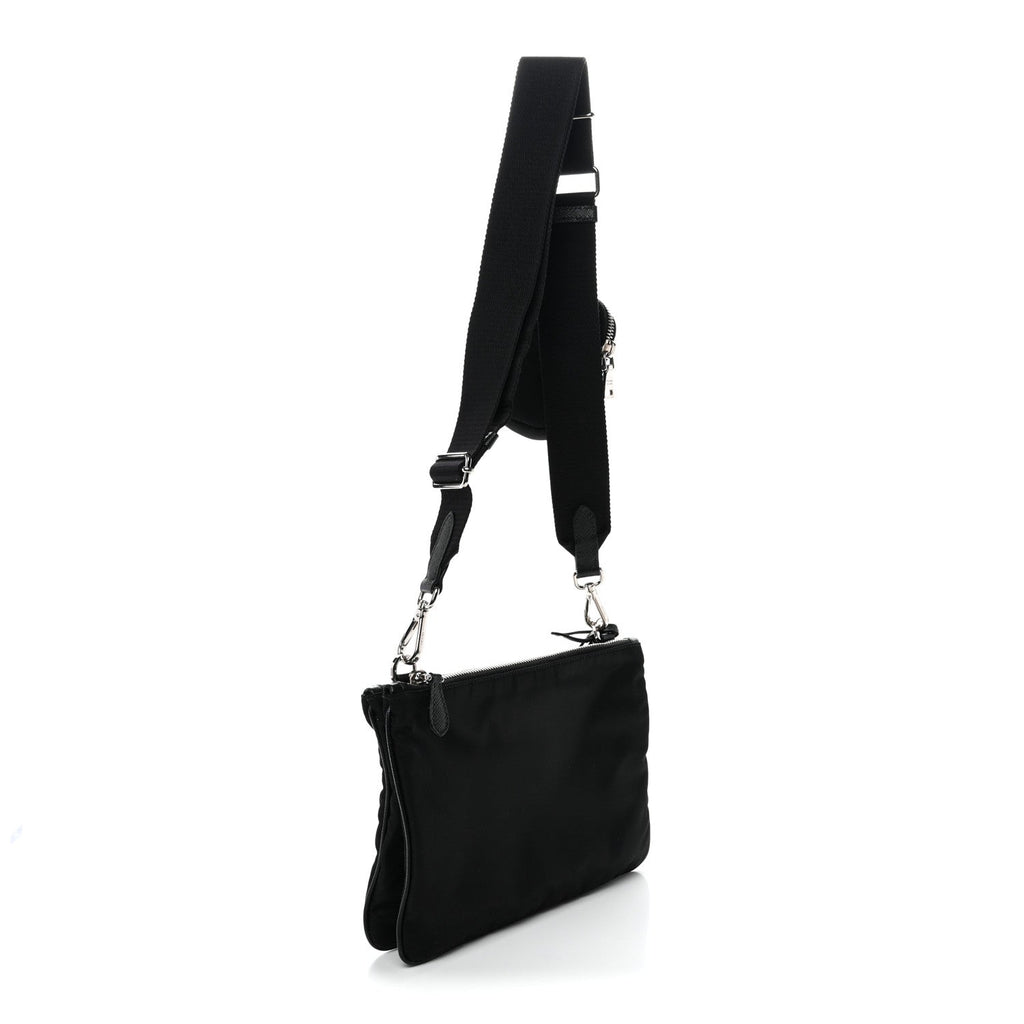 Prada Re-Nylon Saffiano Re-Edition 2000 Double Zip Crossbody Bag Black