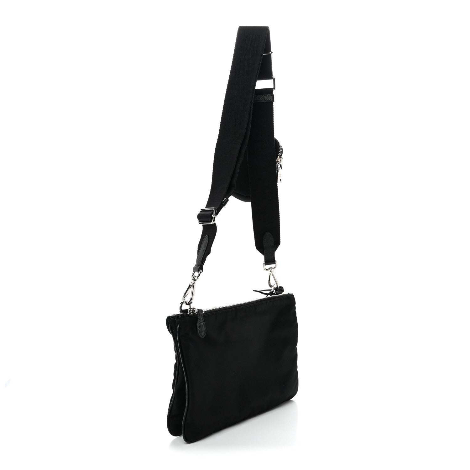 Prada Re-Nylon Saffiano Re-Edition 2000 Double Zip Crossbody Bag Black
