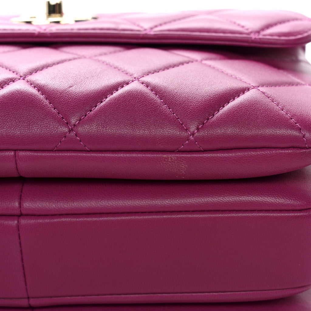 Chanel Lambskin Quilted Small Trendy CC Flap Dual Handle Bag Dark Pink