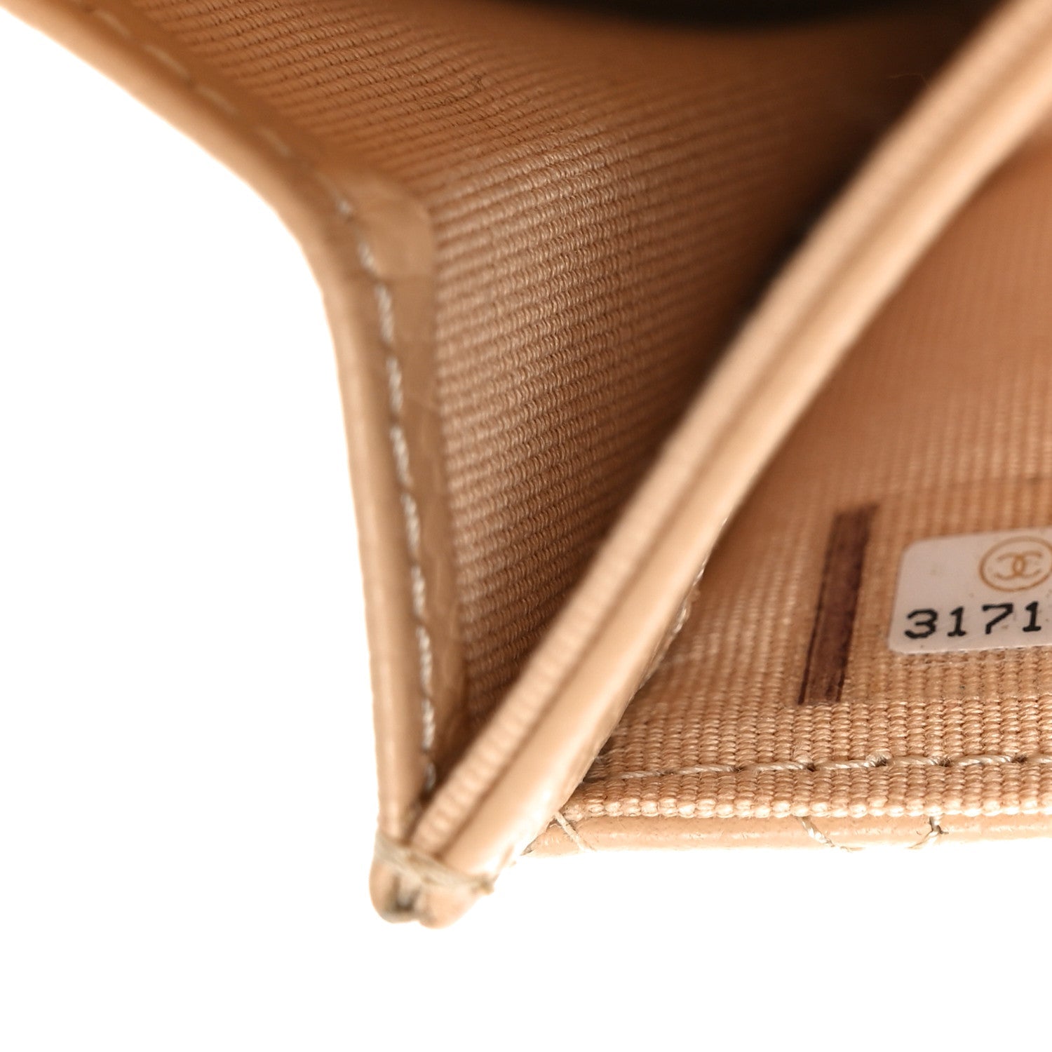 Caviar Quilted Flap Card Holder Wallet Beige