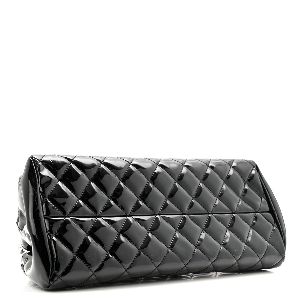 Chanel Patent Quilted Small Just Mademoiselle Bowling Bag Black