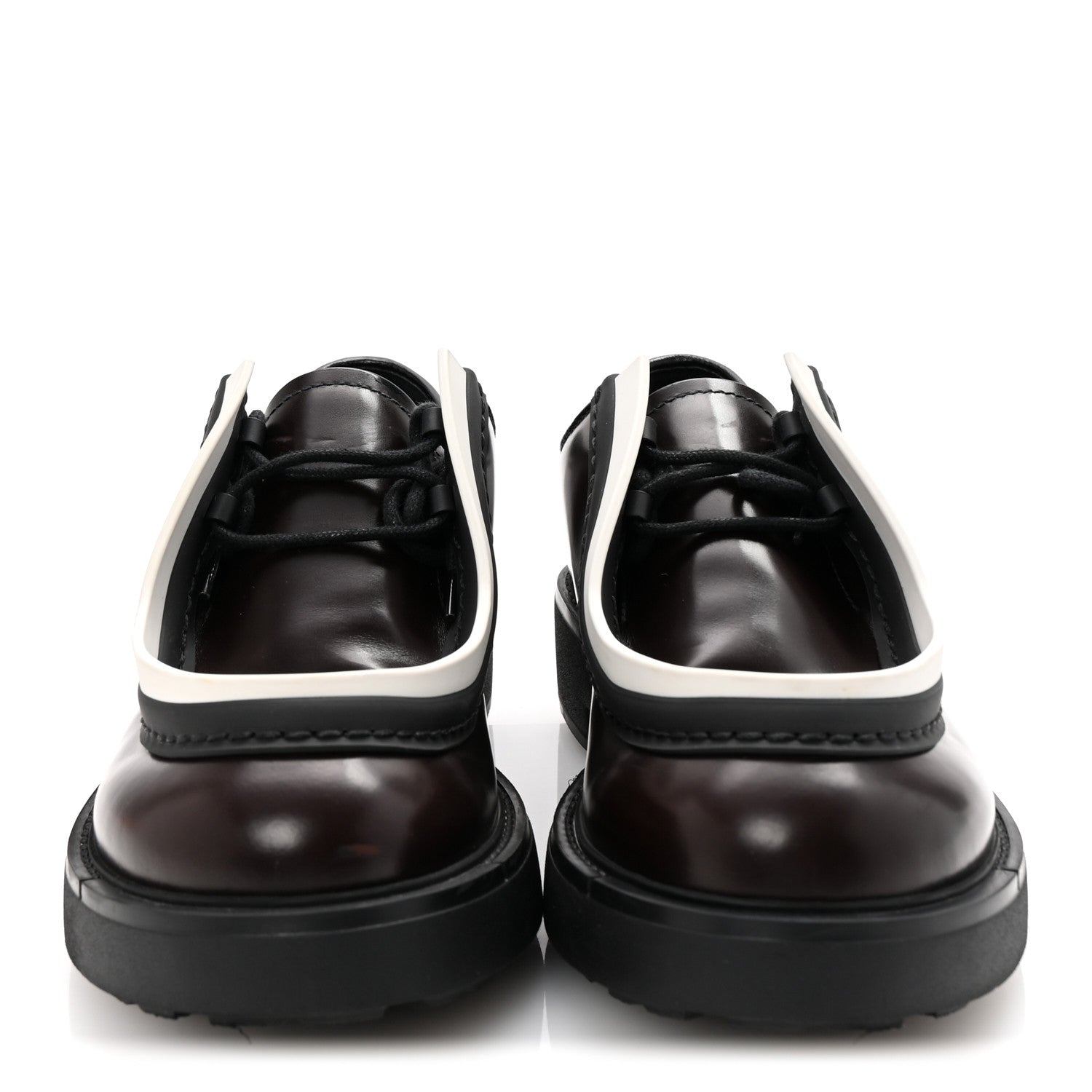 Prada Spazzolato Rois Monolith 55mm Derby Loafers 8 Dark Brown Black
