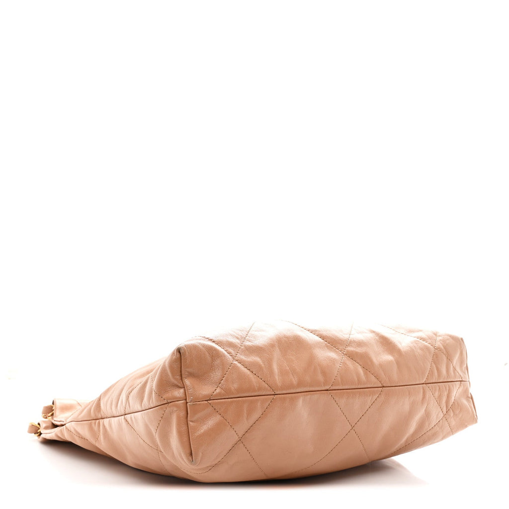 Chanel Shiny Calfskin Quilted Small Chanel 22 Beige