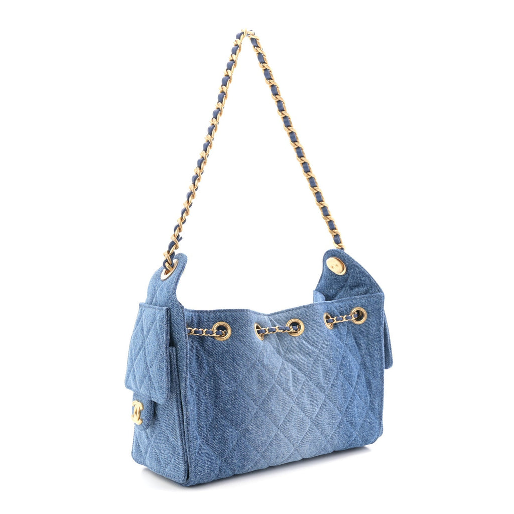 Chanel Washed Denim Quilted Mini Chanel 25 Handbag Blue