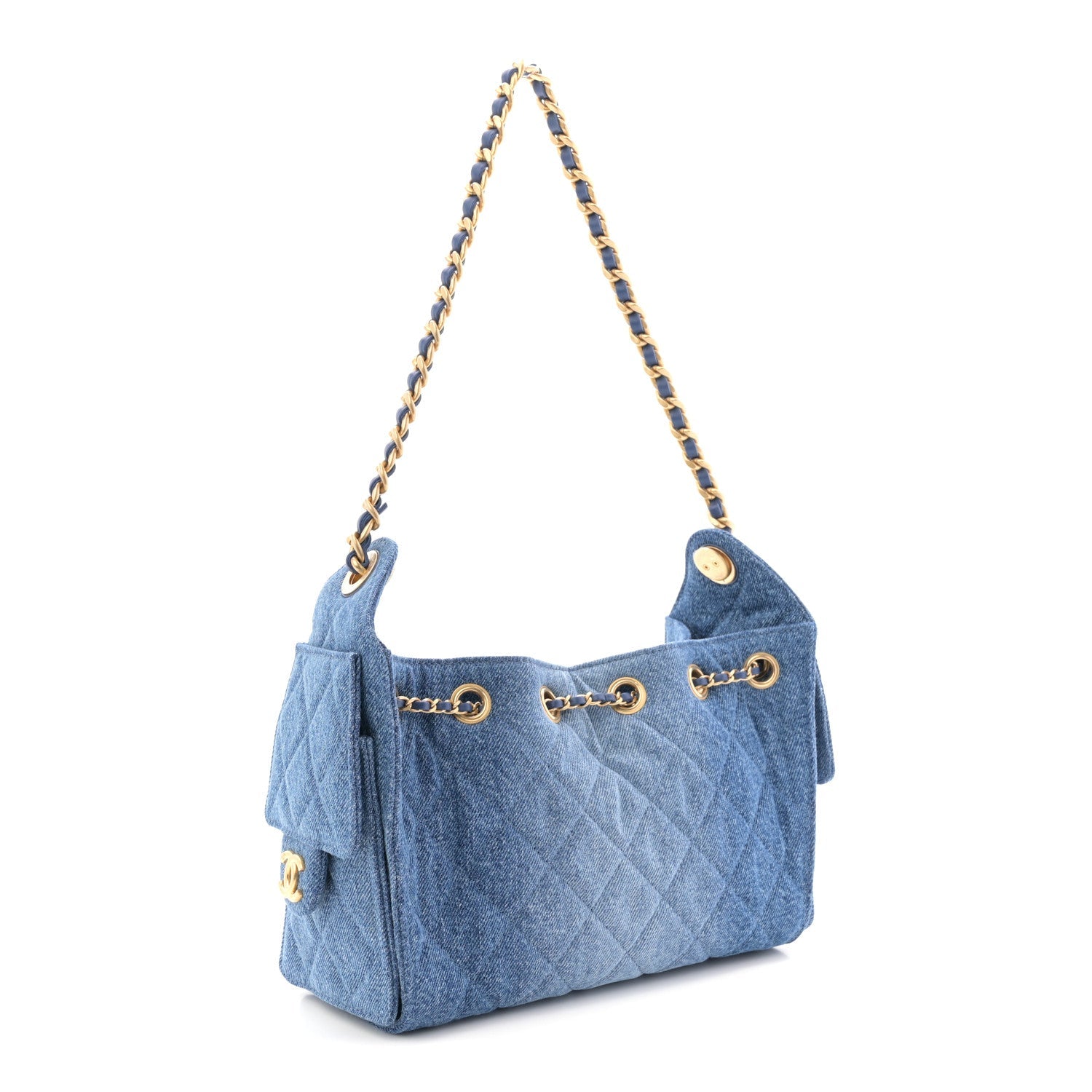 Chanel Washed Denim Quilted Mini Chanel 25 Handbag Blue