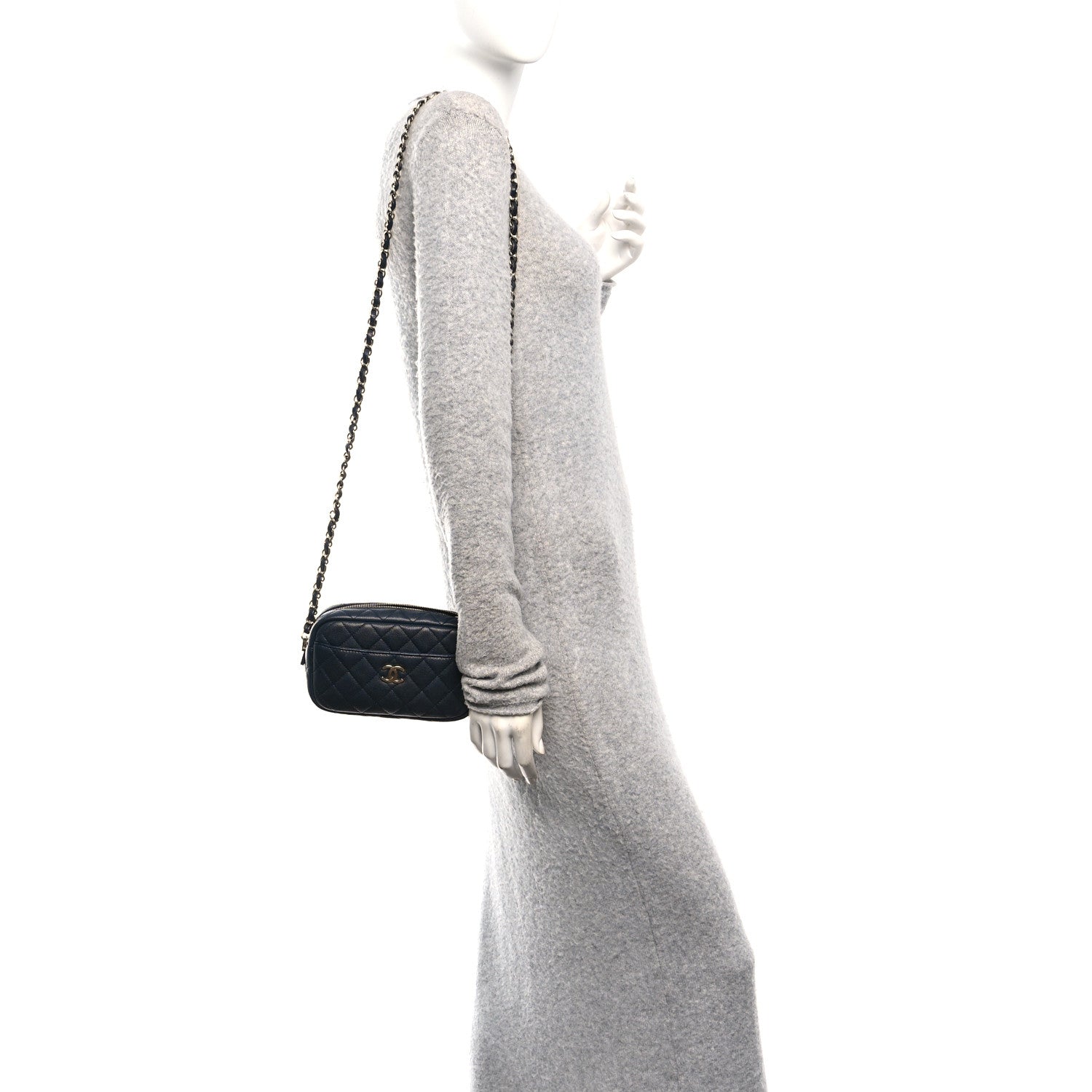 Chanel Caviar Quilted Camera Case Navy