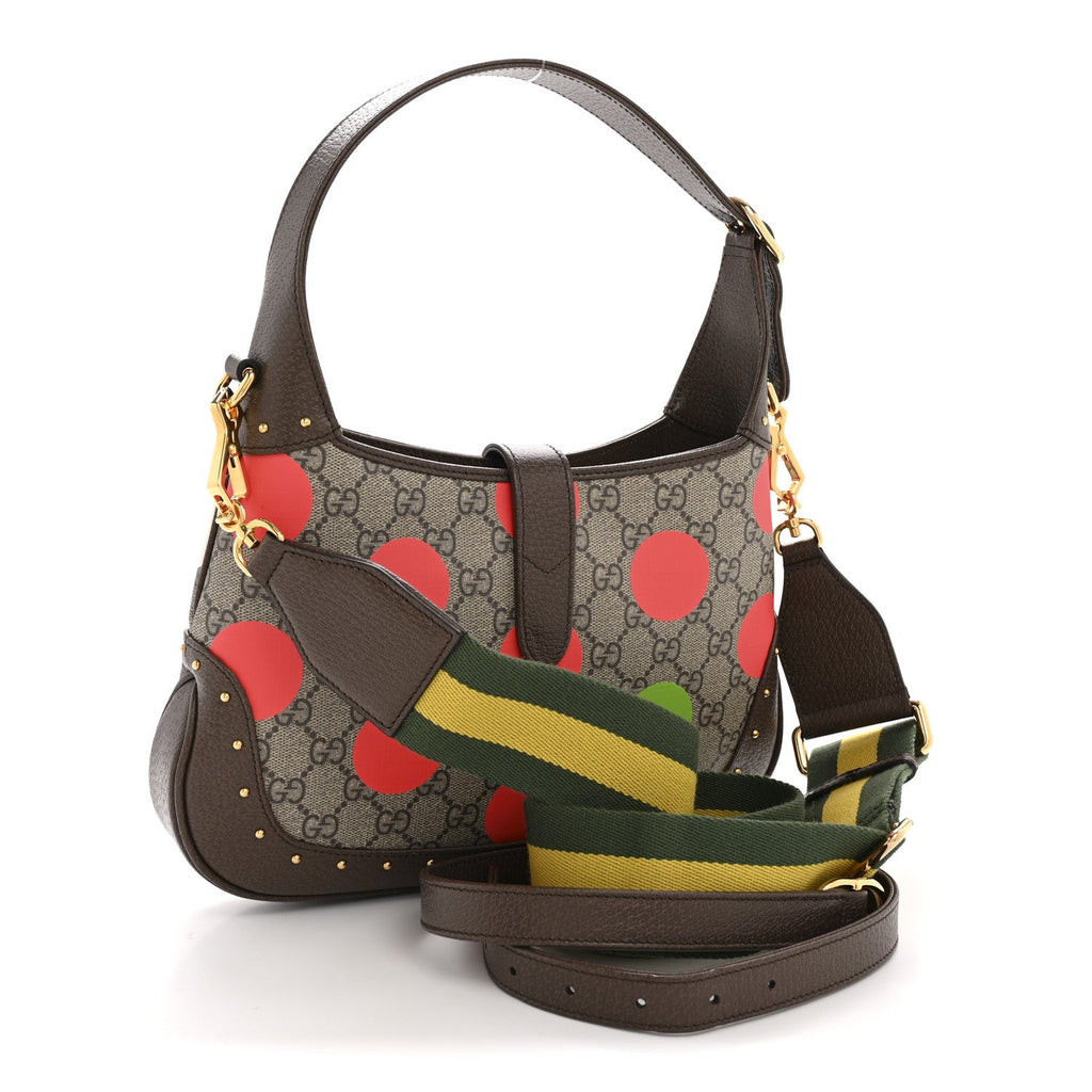 Gucci GG Supreme Monogram Web Geometric Small Jackie 1961 Beige Multicolor Brown Sugar