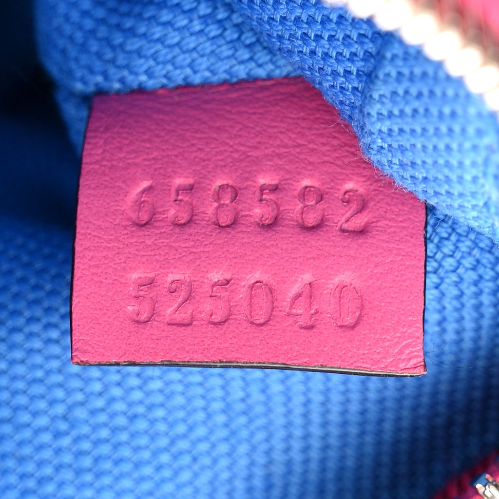 Gucci Calfskin GG Tennis Bi-Color Embossed Belt Bag Modern Fucsia Modern Blue