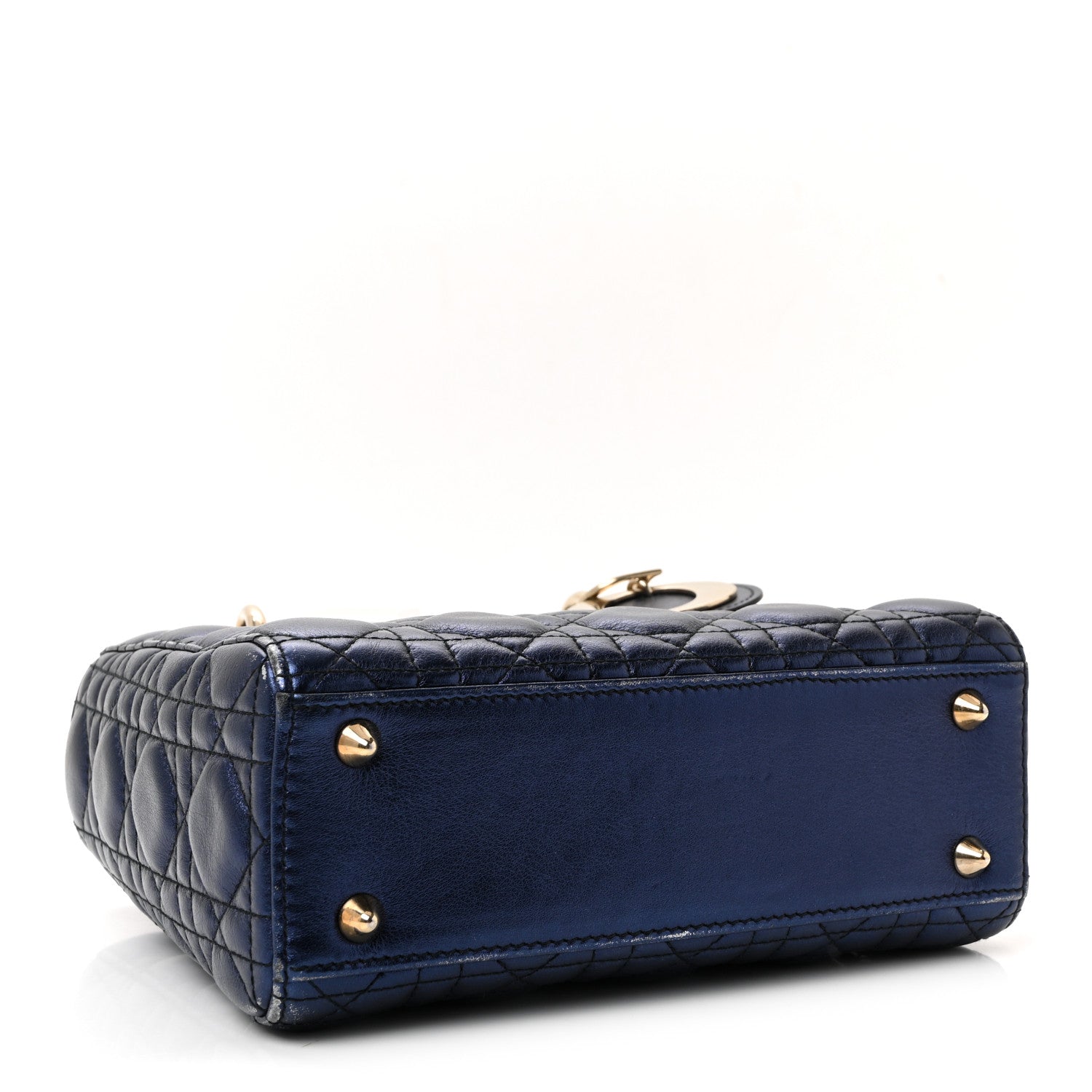 Christian Dior Metallic Lambskin Cannage Small My ABCDior Lady Dior Blue