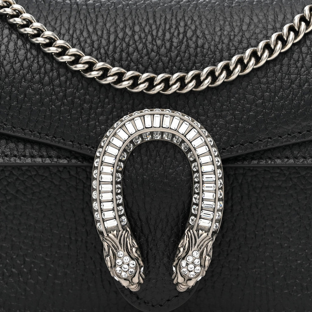 Gucci Dollar Calfskin Crystal Mini Dionysus Top Handle Bag Black Crystal