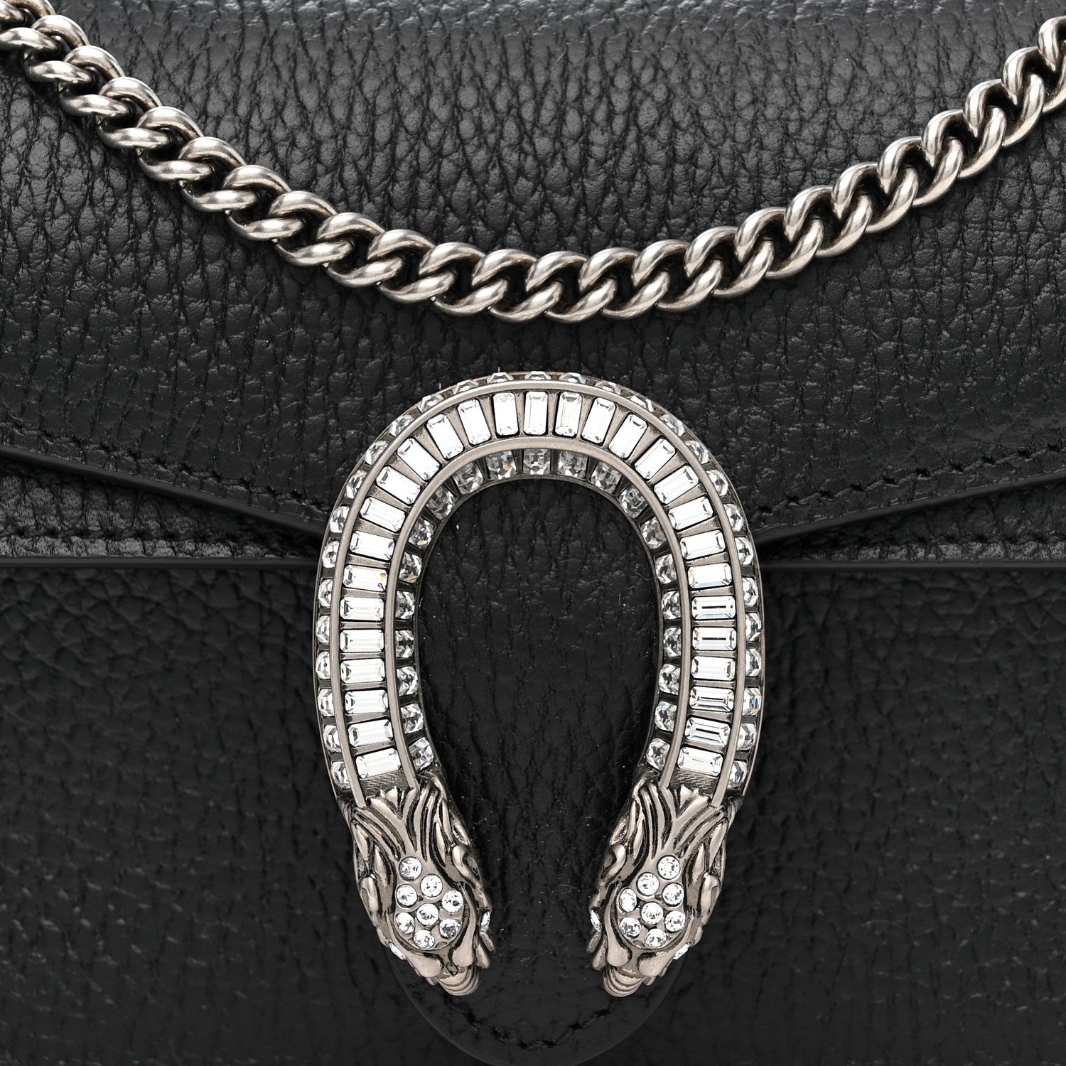 Gucci Dollar Calfskin Crystal Mini Dionysus Top Handle Bag Black Crystal