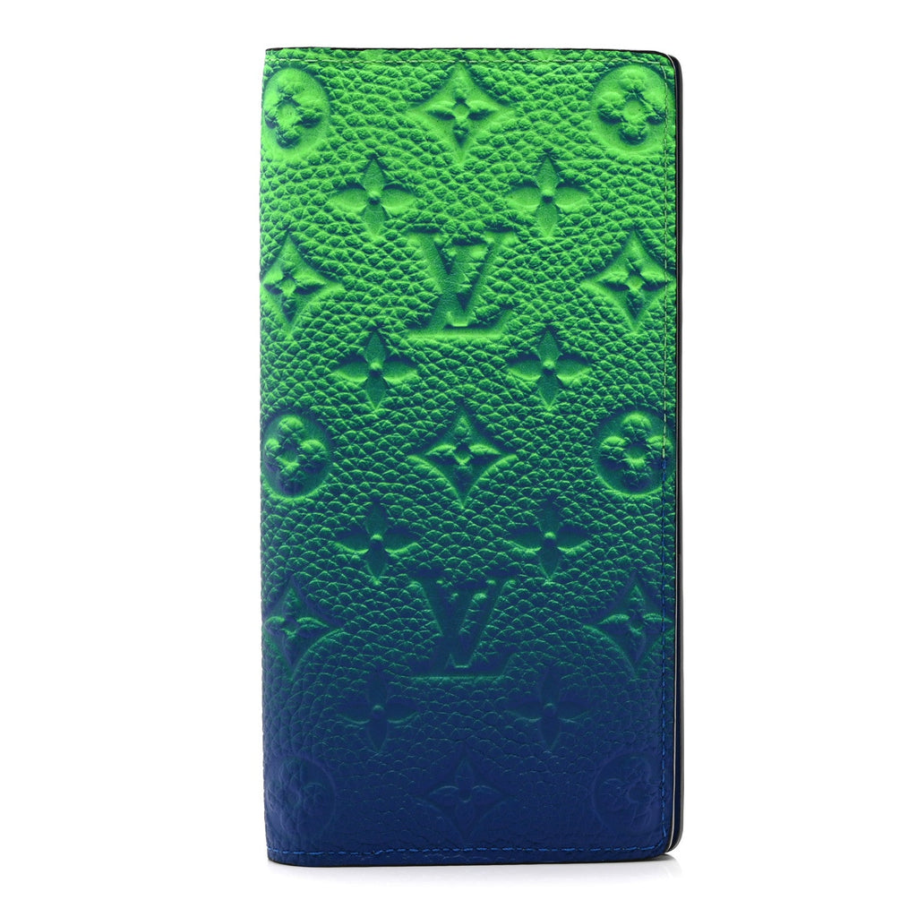 Louis Vuitton Taurillon Illusion Brazza Wallet Bleu Vert