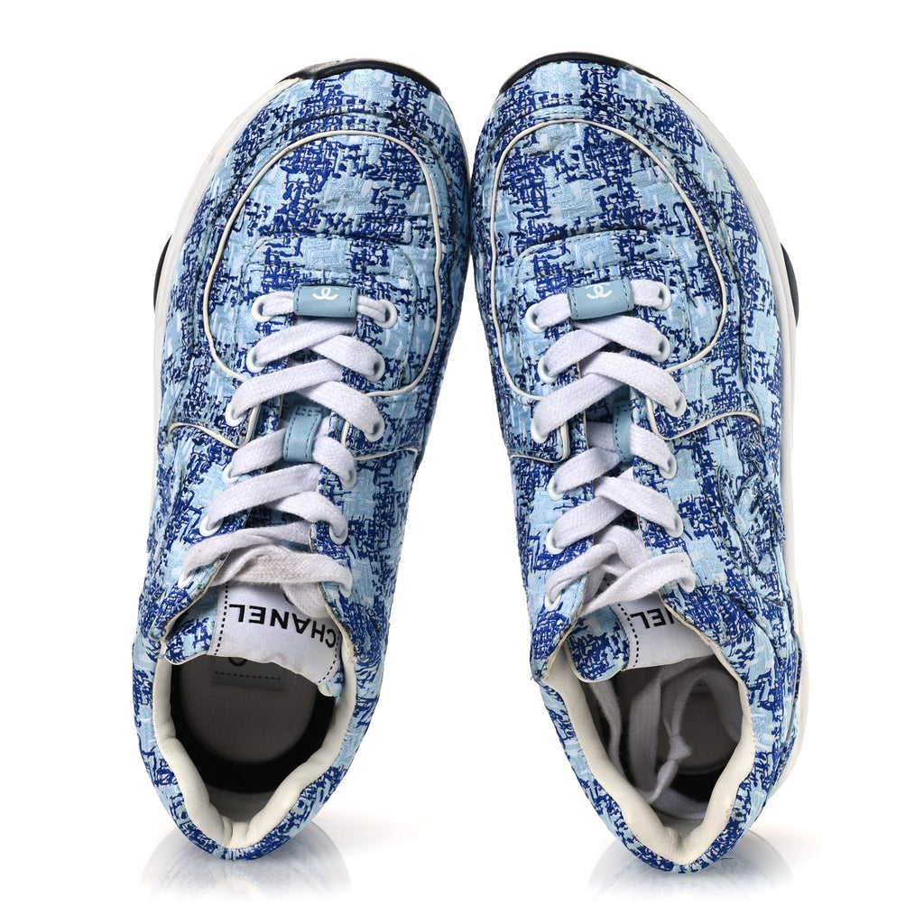 Chanel Tweed CC Sneakers 36.5 Blue White
