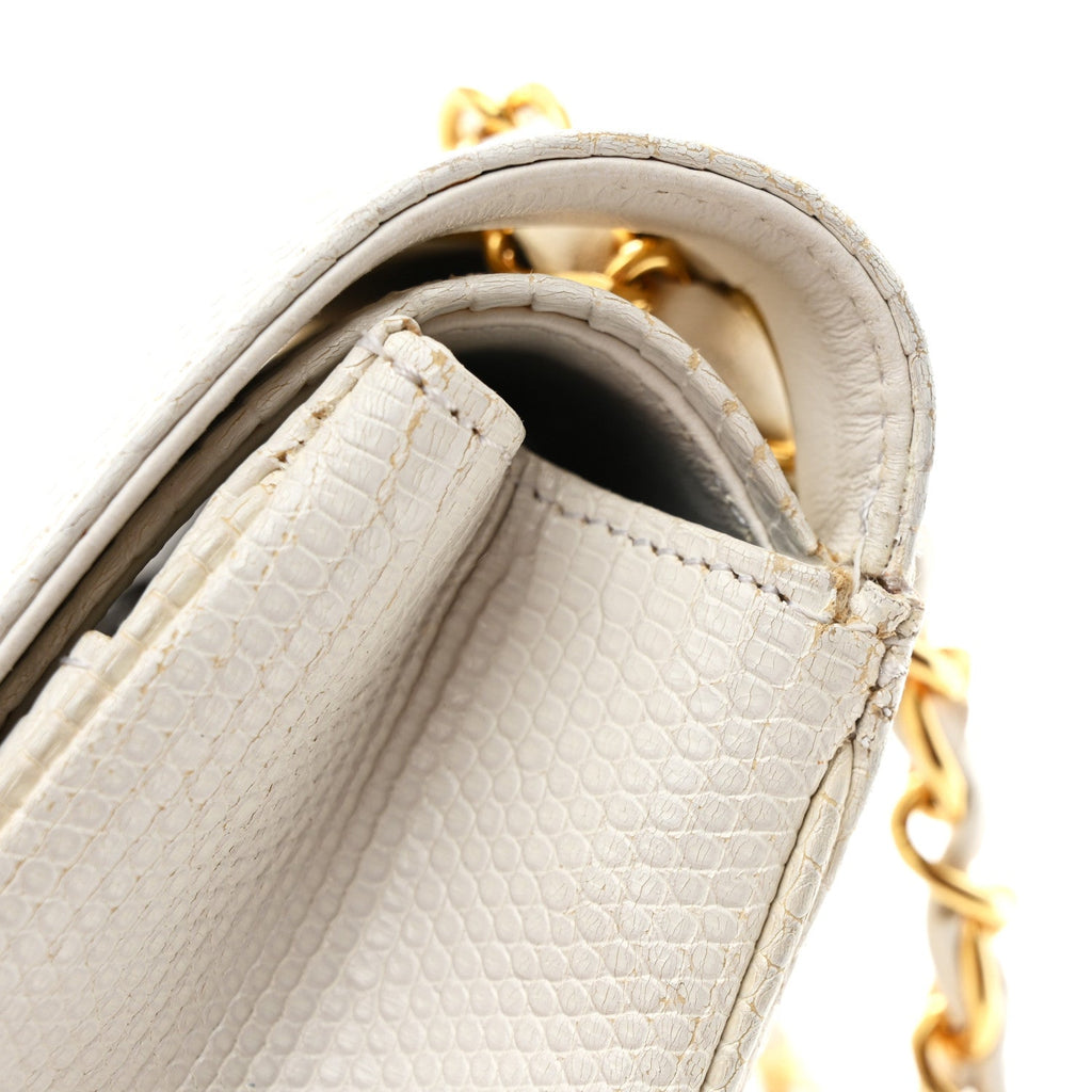 Chanel Lizard Small Double Flap White