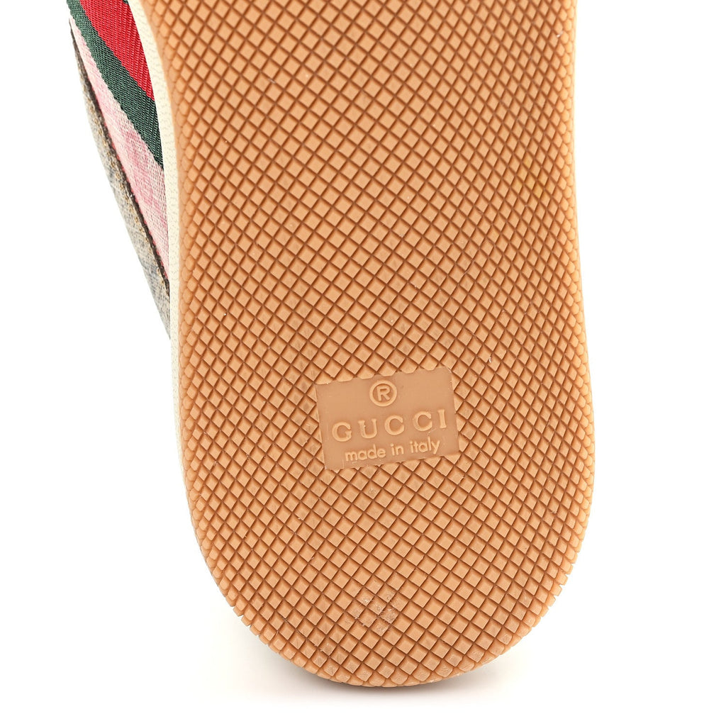 Gucci GG Supreme Monogram Harness Calfskin Web Womens Screener Sneakers 39 Beige Ebony Rosso Harness Brown