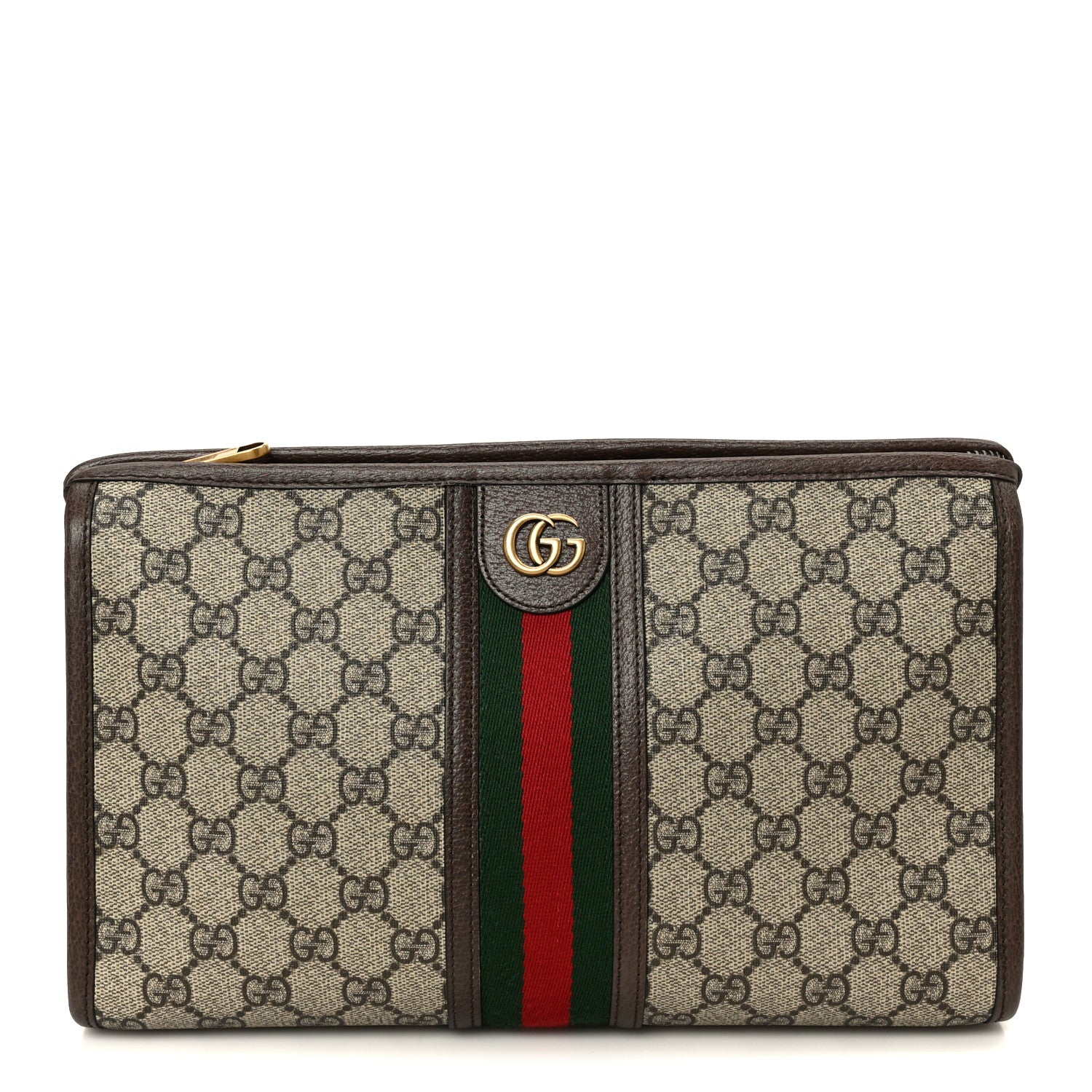 Gucci GG Supreme Monogram Web Ophidia GG Toiletry Case Beige New Acero