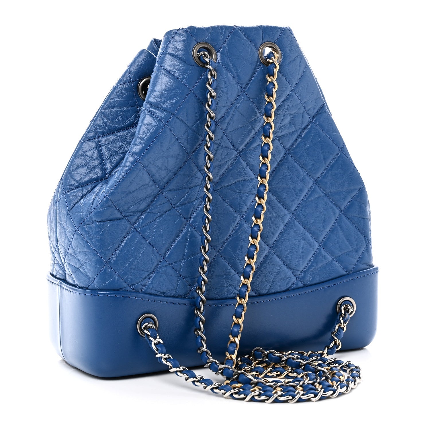 Chanel Aged Calfskin Quilted Small Gabrielle Backpack Blue