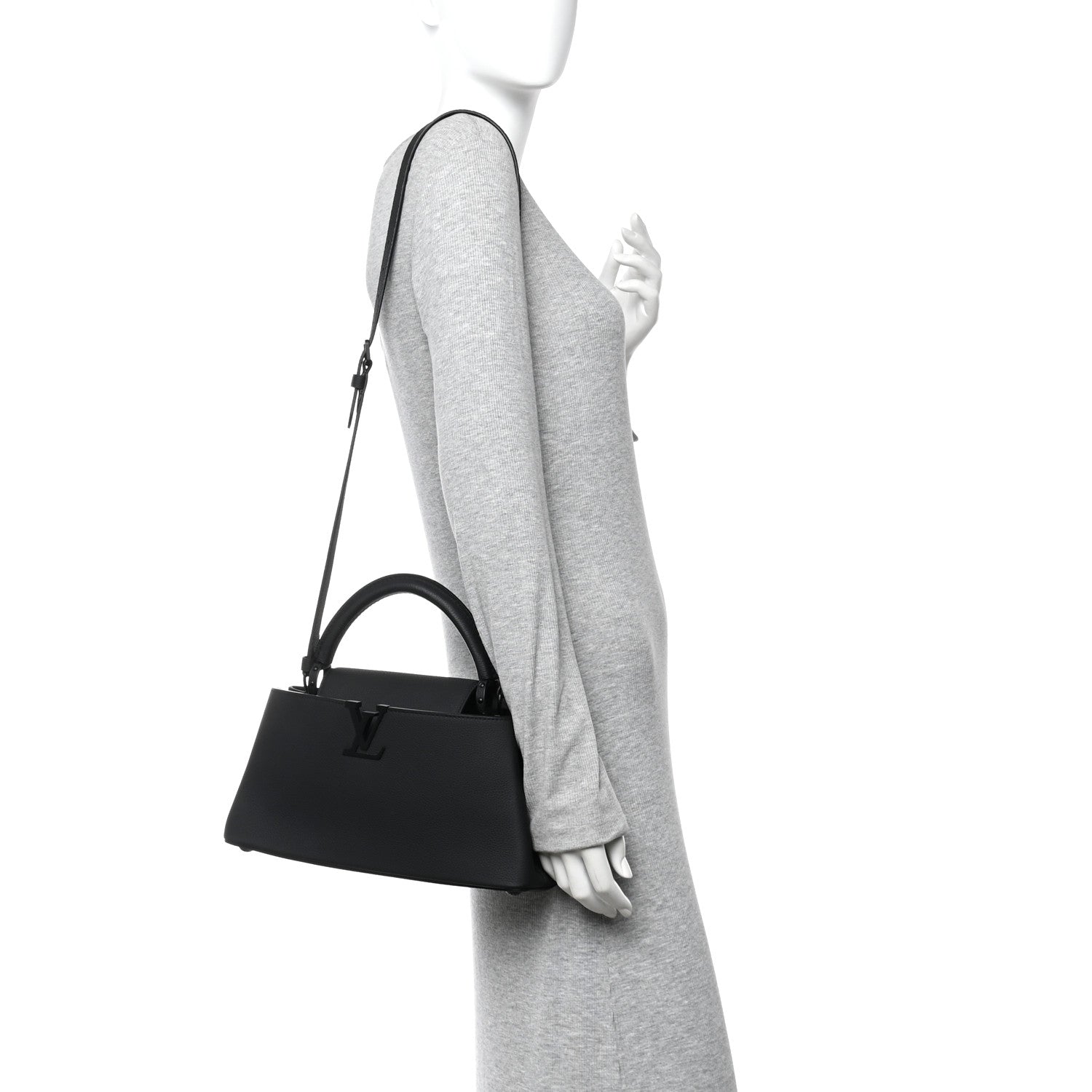 Louis Vuitton Taurillon Capucines East West MM Matte Black