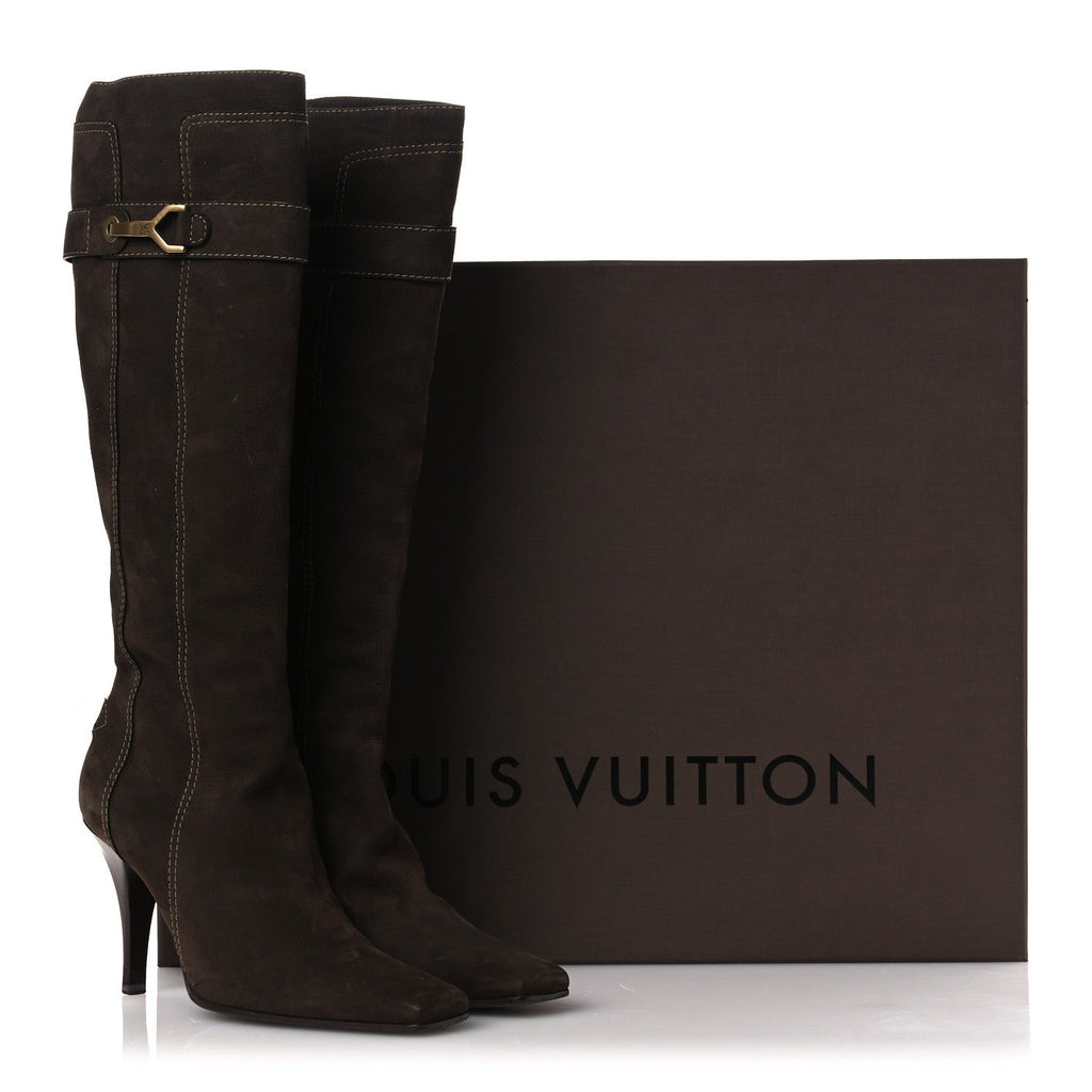 Louis Vuitton Suede High Boots 40 Brown