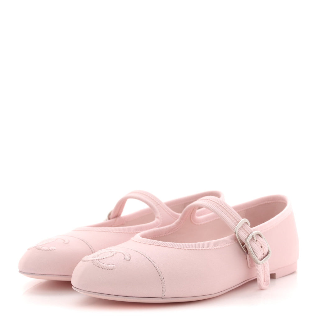 Lambskin Mary Jane Flats 38 Light Pink