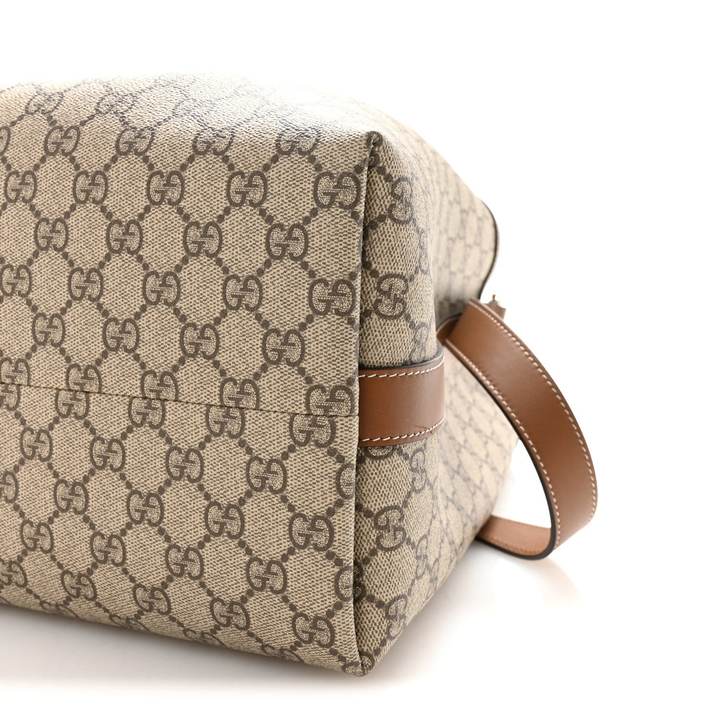 Gucci GG Icon Monogram Padlock Shoulder Bag Beige Dark Brown